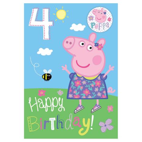 4th Birthday Peppa Pig Badged Birthday Card £2.39